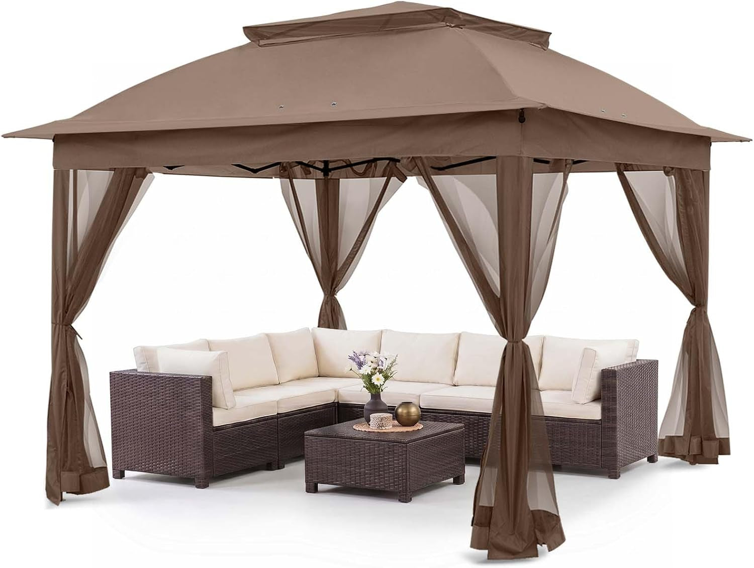 COOS BAY 11x11 Pop Up Gazebo with Mesh Netting, Instant Outdoor Canopy Tent, Water Resistant Shelter with, gallery view 15