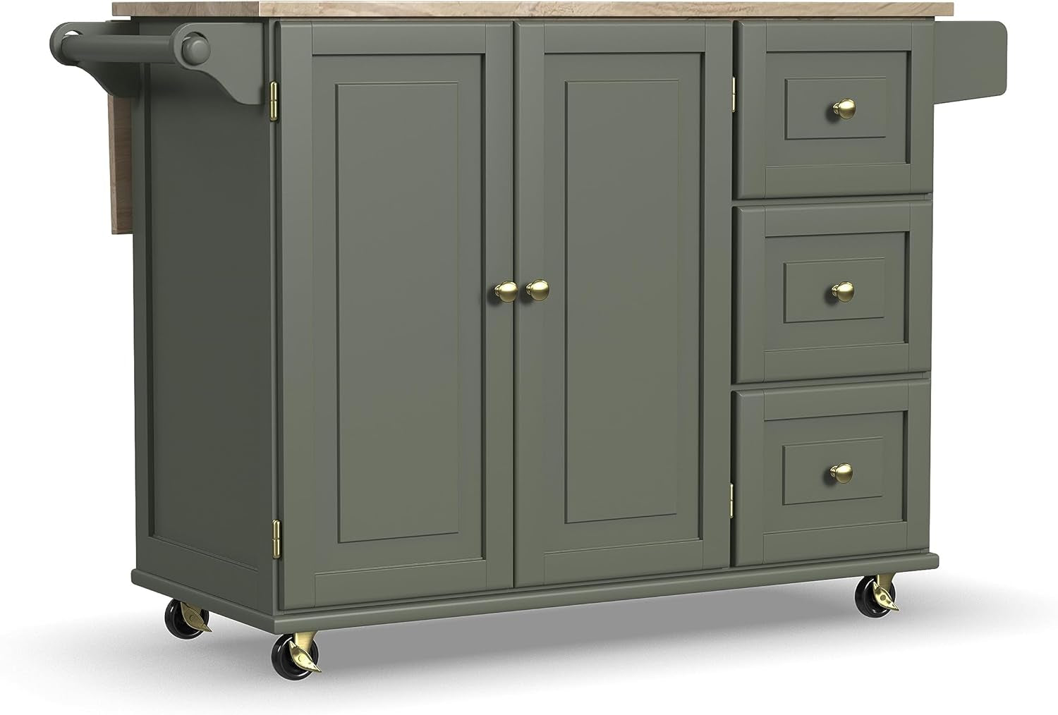 Homestyles Dolly Madison Off-White Mobile Kitchen Island Cart with Wood Drop Leaf Breakfast Bar, gallery view 16