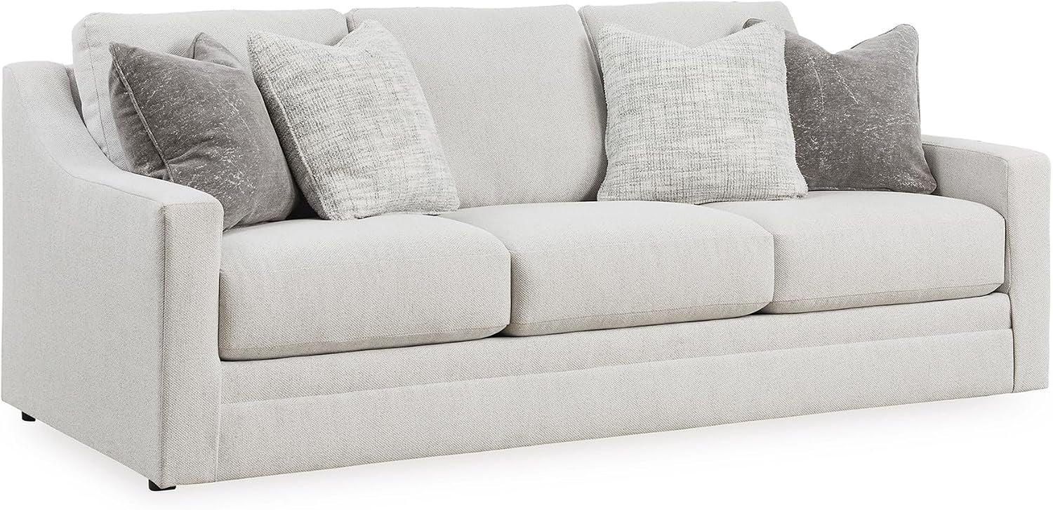 Signature Design by Ashley Maitelynn Sofa, No Assembly Required 88 Inch Contemporary 3 Seater Couch, Sag-Resistant Springless Platform Foundation for Living Room, Light Gray Chalk