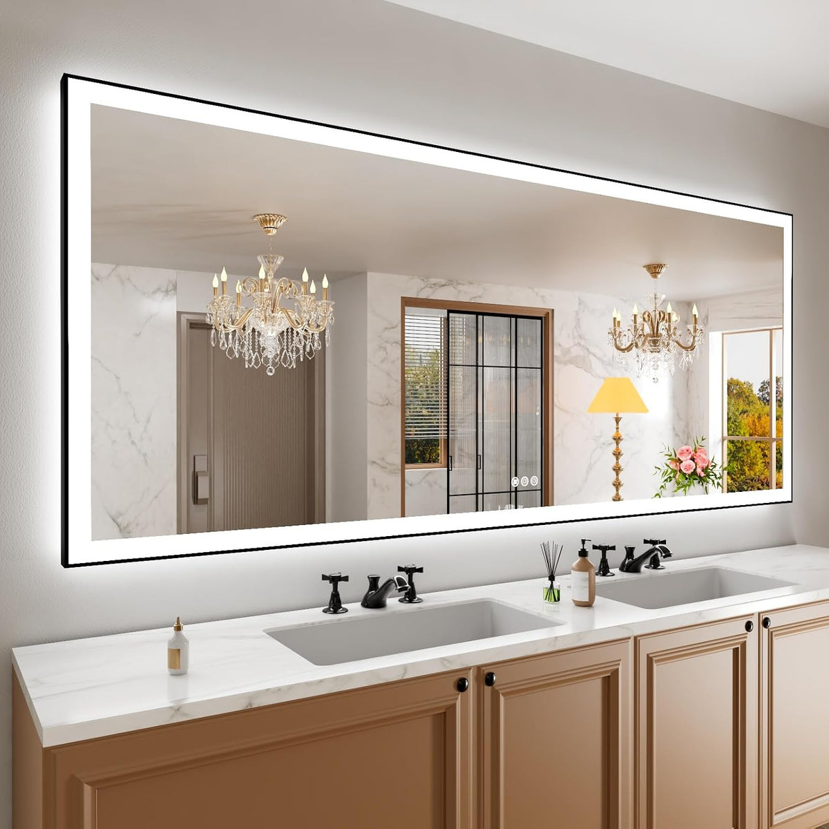Amorho LED Mirror for Bathroom, 24"x30" with Front Light and Backlight | Stepless Dimmable, Anti-Fog, gallery view 61