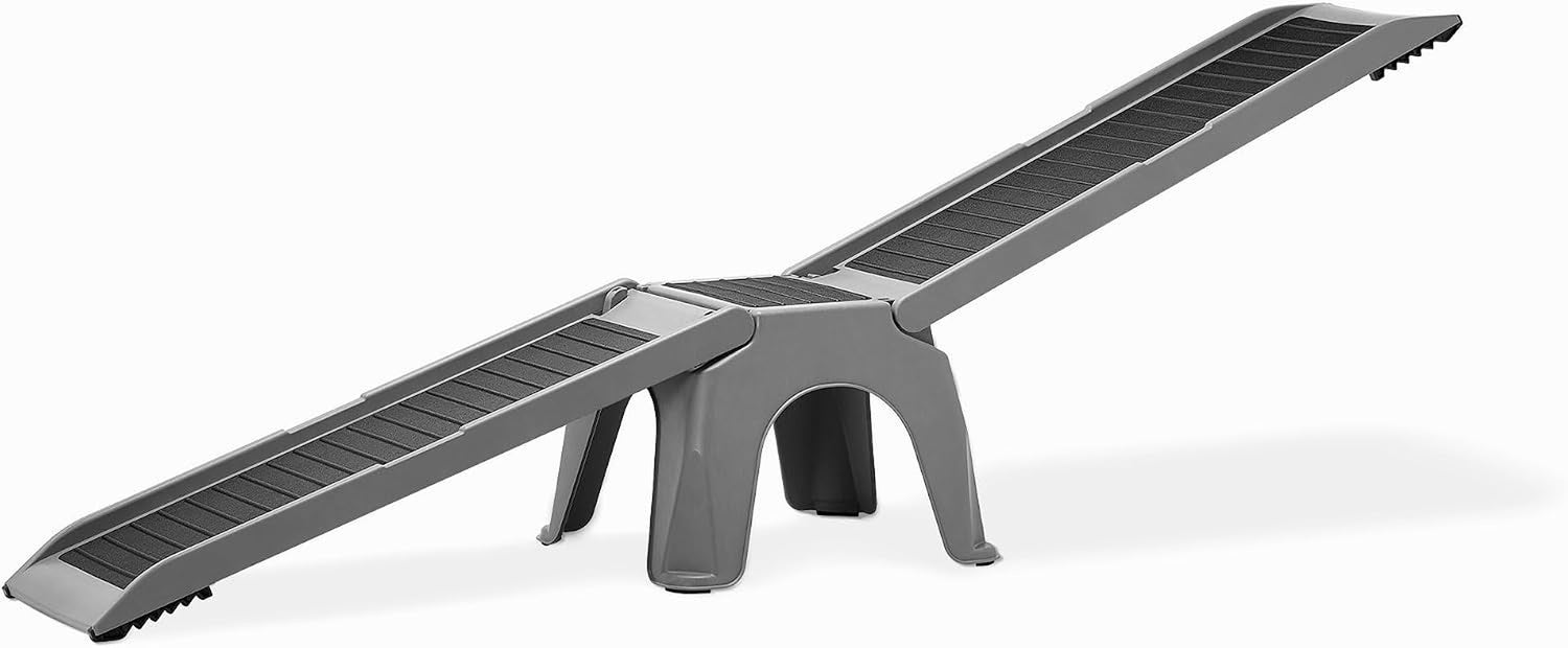 Two ramp sections mounted on a plastic support showing both panels extended at opposite angles.