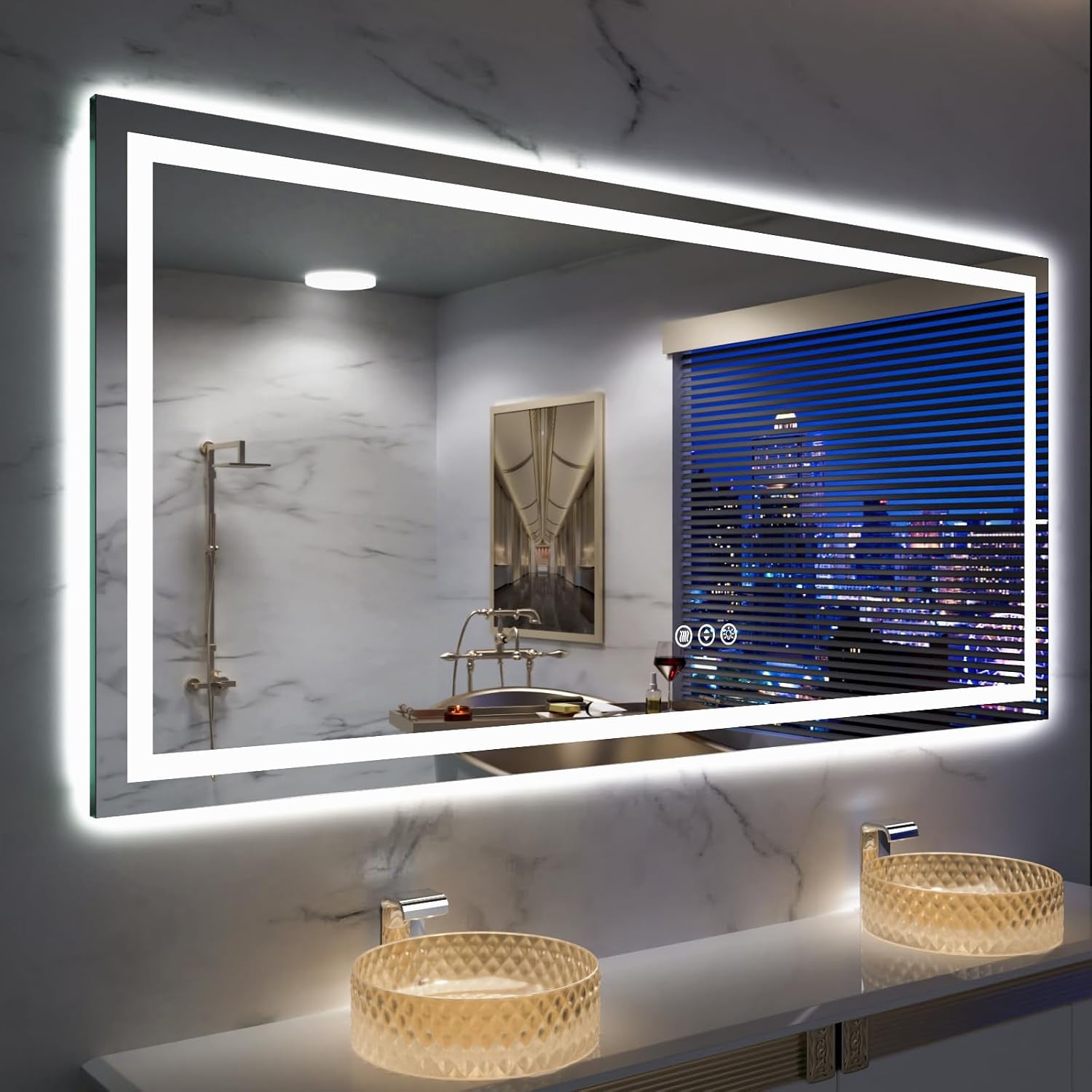 Amorho LED Mirror for Bathroom, 24"x30" with Front Light and Backlight | Stepless Dimmable, Anti-Fog, gallery view 64