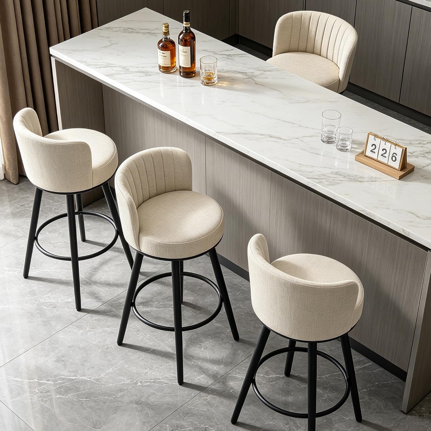 Swivel Bar Stools Set of 2, 28" Seat Height, Modern Design