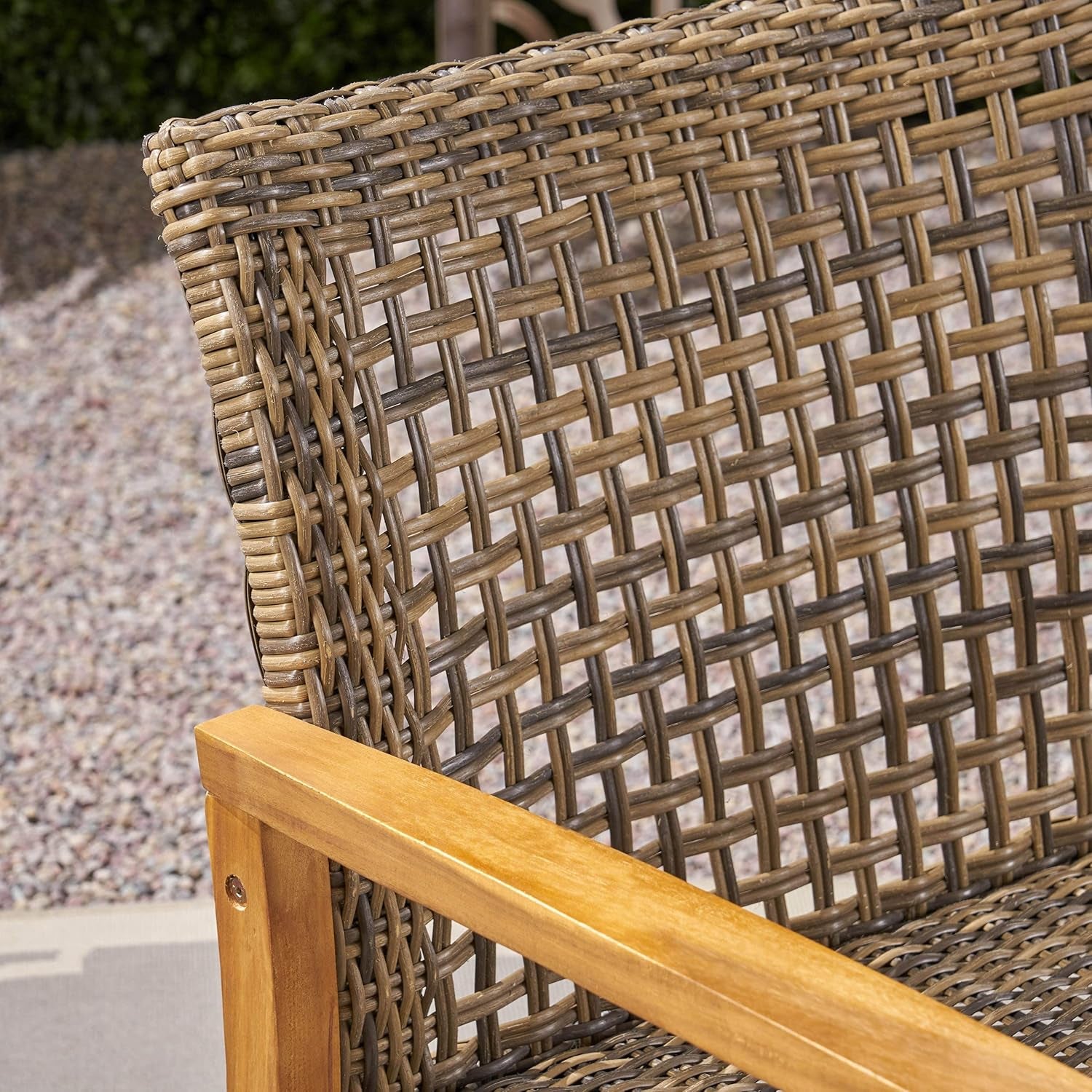 Wicker Sofa, Acacia Frame, 75.50"W x 31.00"D
