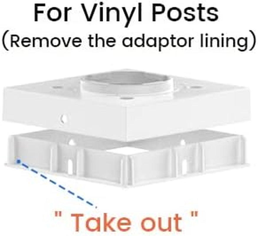 White post cap light adapter shown in separated sections.
