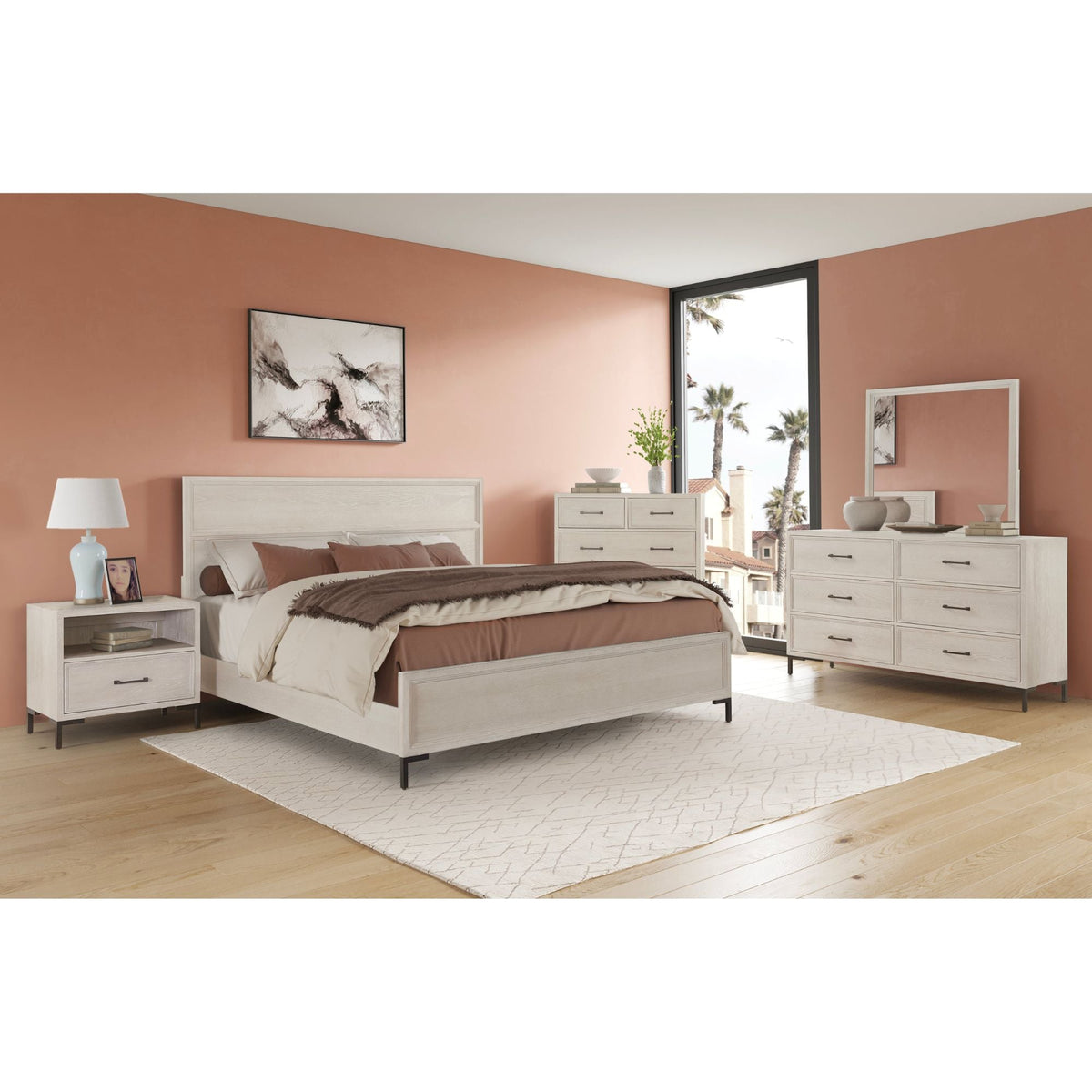Bradley Standard King Platform Bed, Antique White