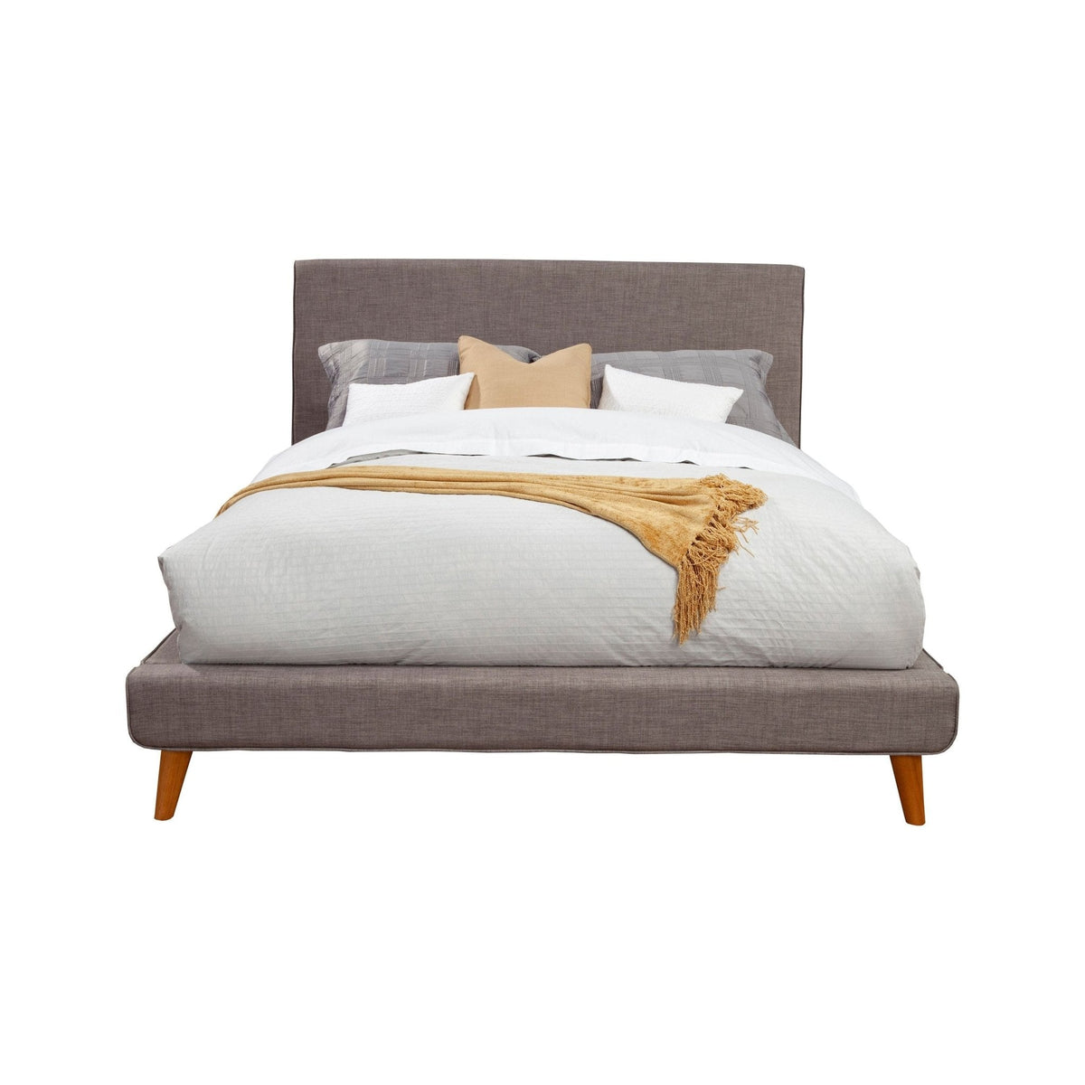 Britney Queen Upholstered Platform Bed - Dark Grey