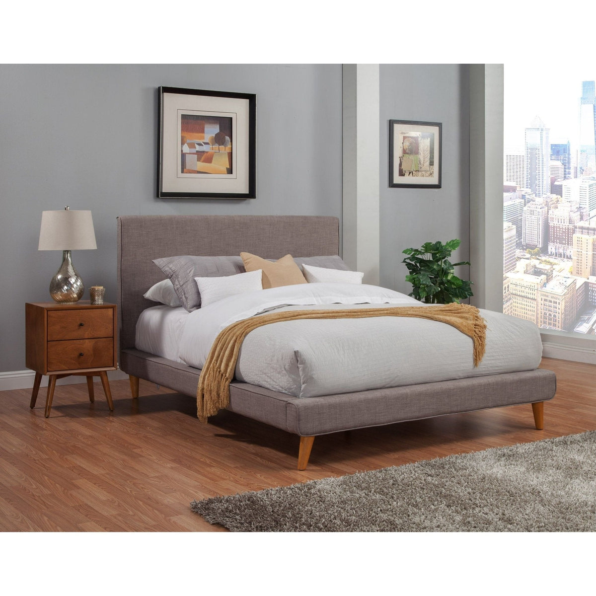 Britney Full Size Upholstered Platform Bed - Dark Grey