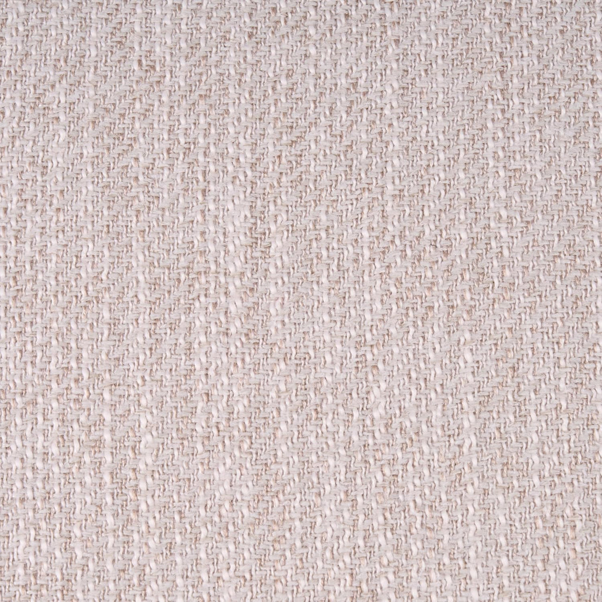 Tight close-up of the beige woven upholstery showing textured yarns and weave