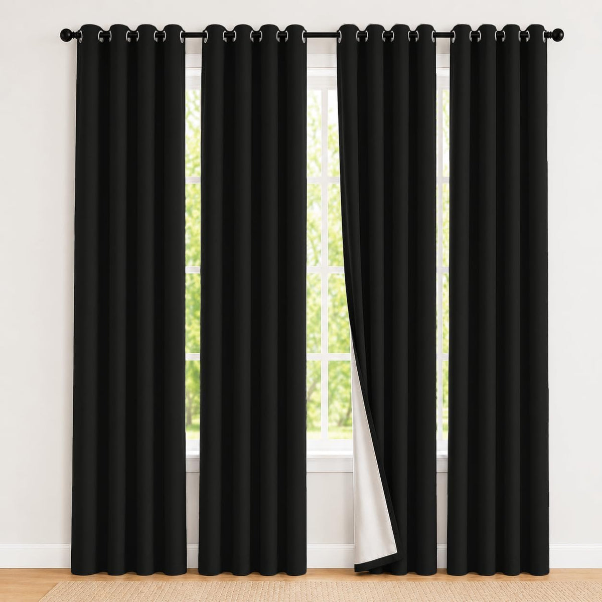 2 Panels 100% Blackout Curtains, Midweight Grommet Drapes | Thermal Insulated Drapes With White Backing, gallery view 68