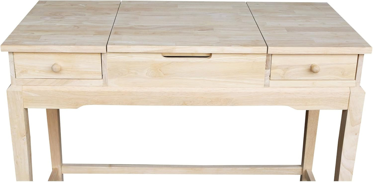 Solid Wood Vanity Table, Unfinished