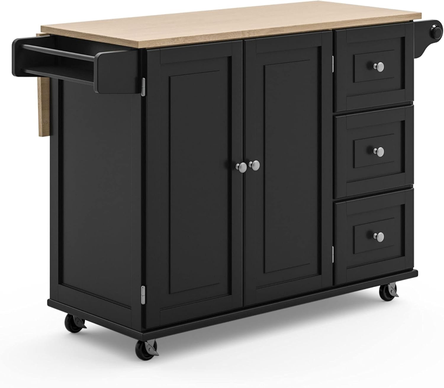 Homestyles Dolly Madison Off-White Mobile Kitchen Island Cart with Wood Drop Leaf Breakfast Bar, gallery view 15