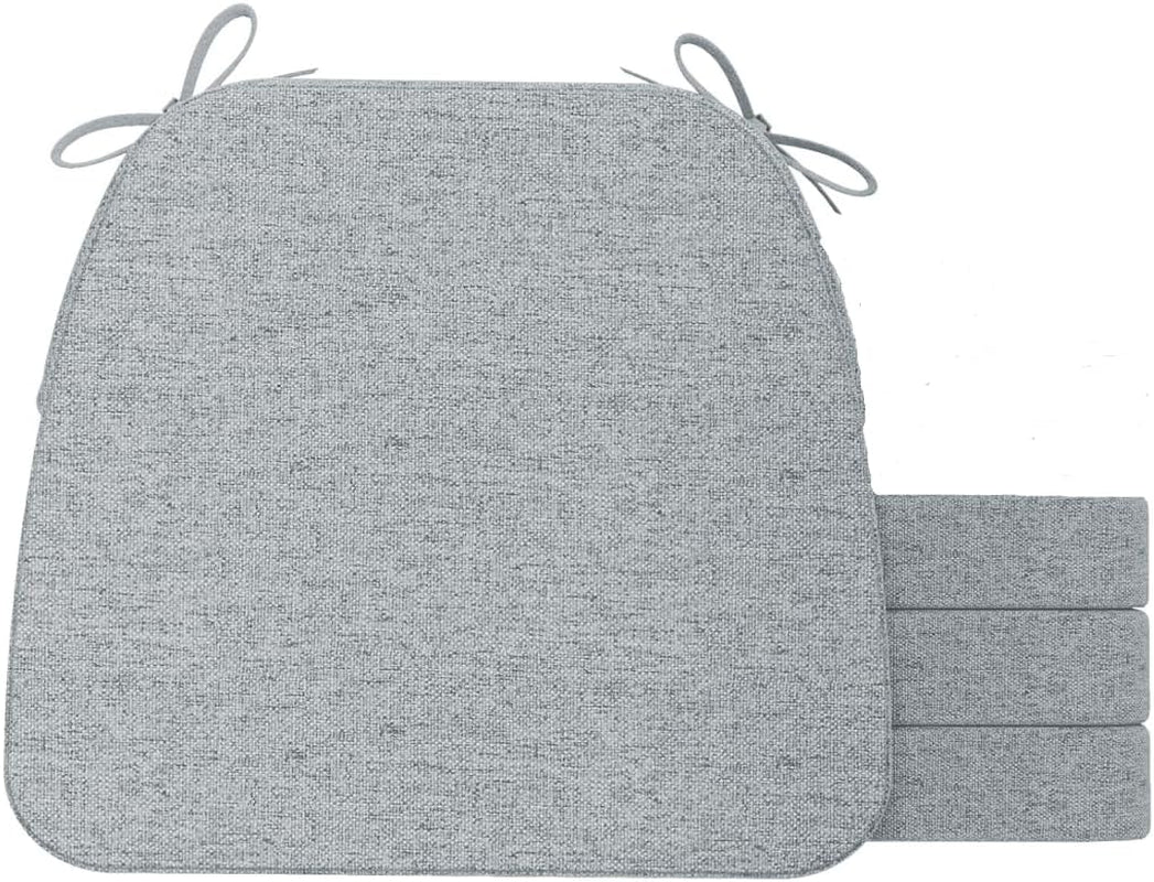Light gray D-shaped cushion front view with three matching cushions stacked to the right