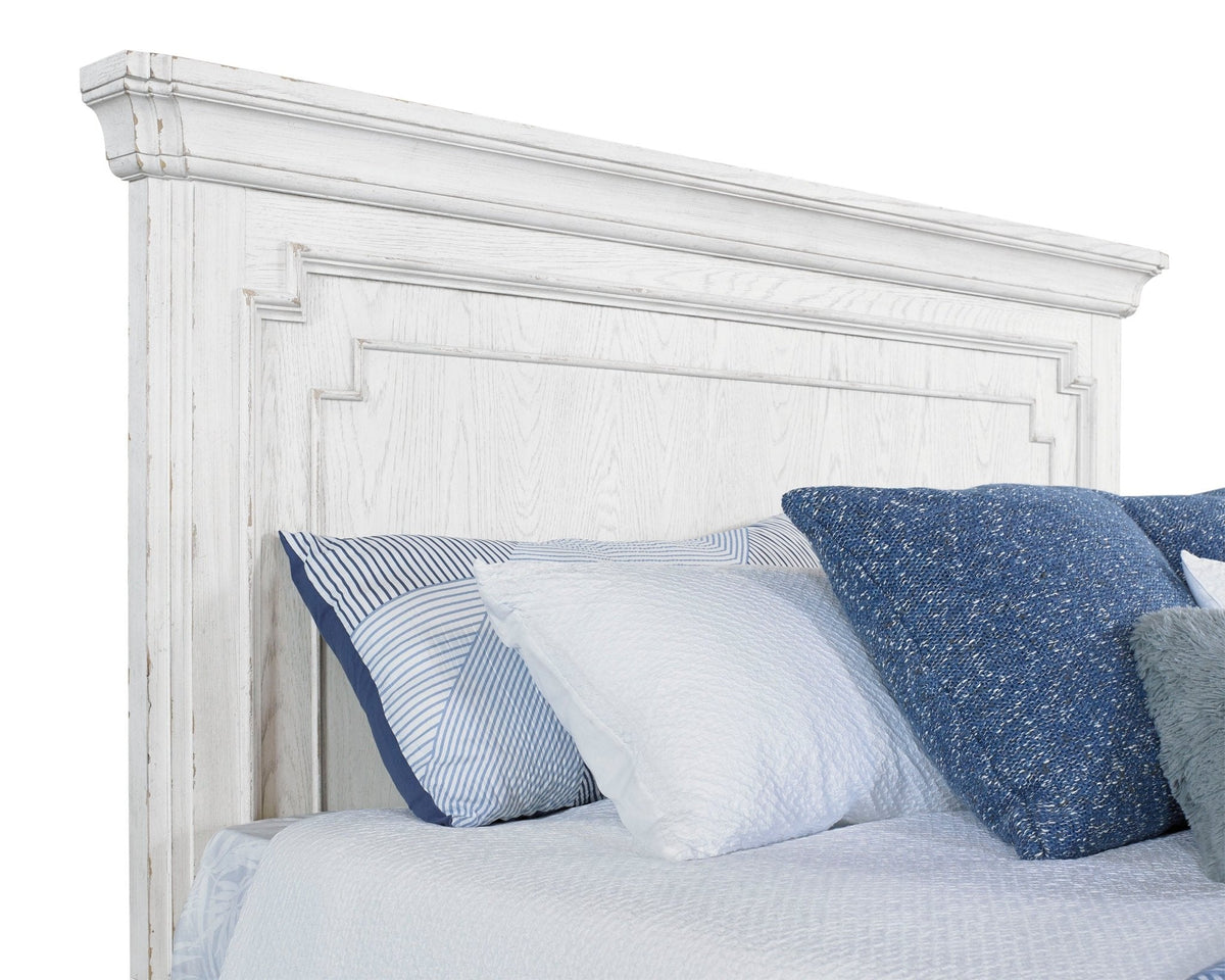 Clara Standard King Panel Bed, White Mist