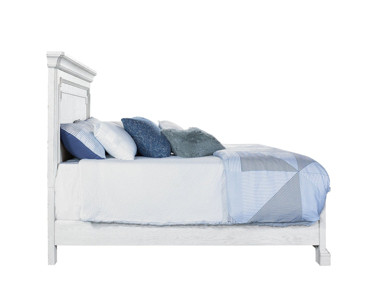Clara Standard King Panel Bed, White Mist