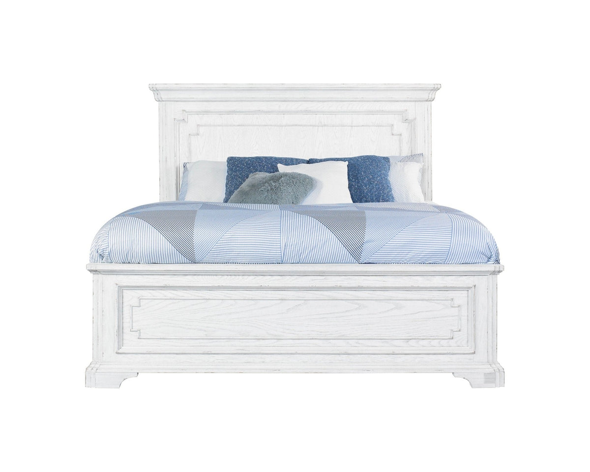 Clara Standard King Panel Bed, White Mist