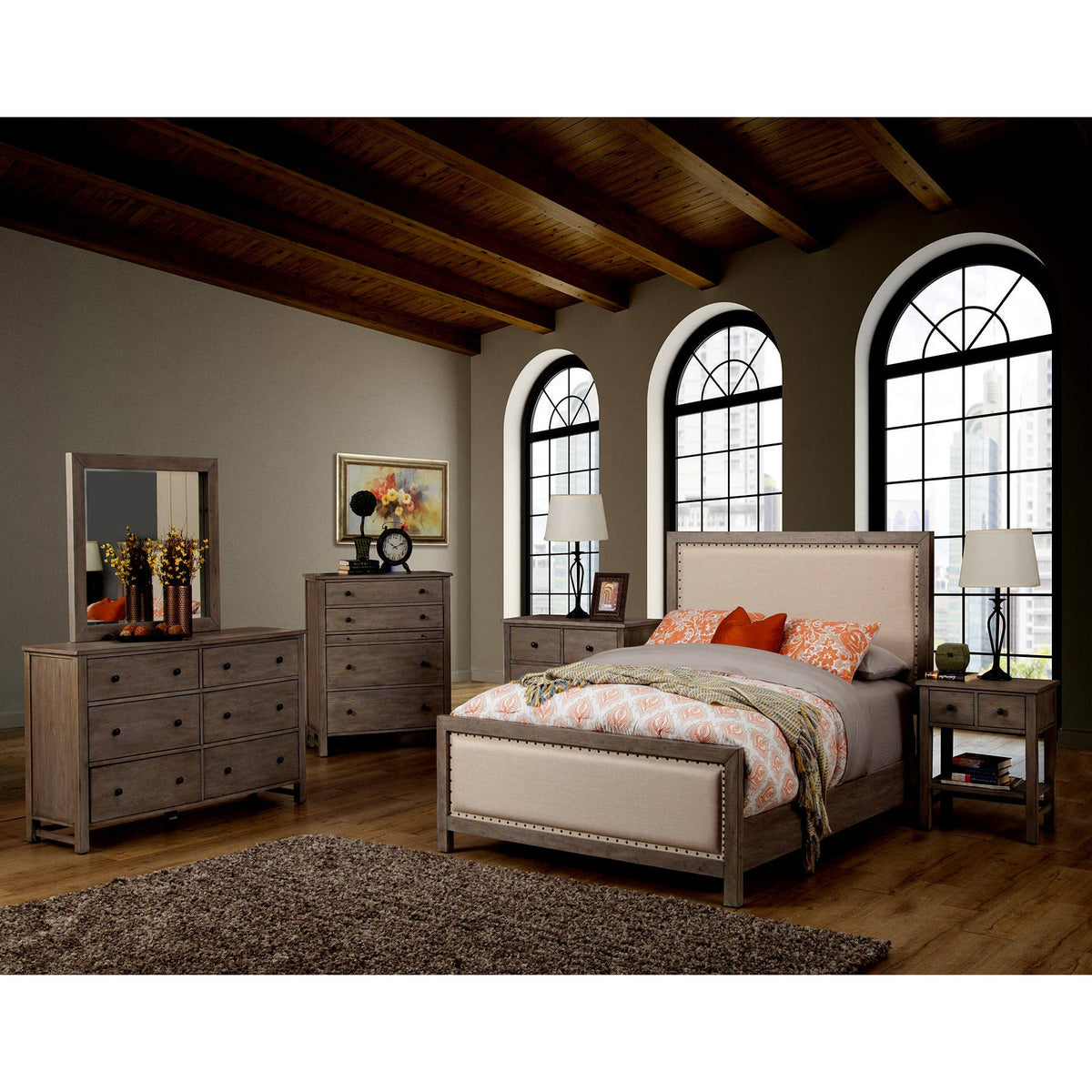 Classic California King Bed, Gray