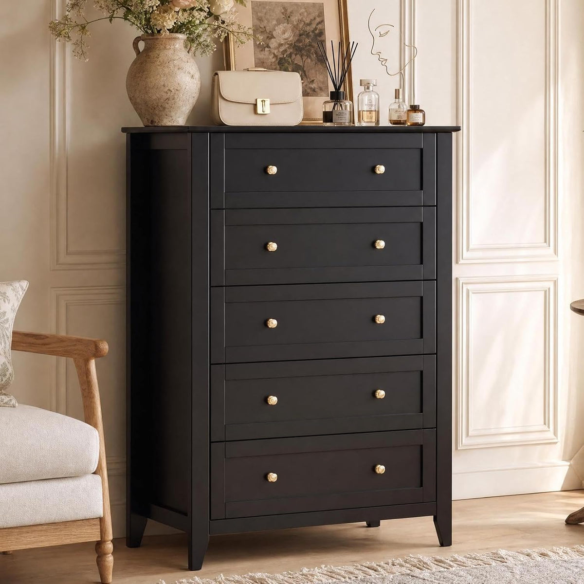 GarveeHome White 6 Drawer Dresser for Bedroom