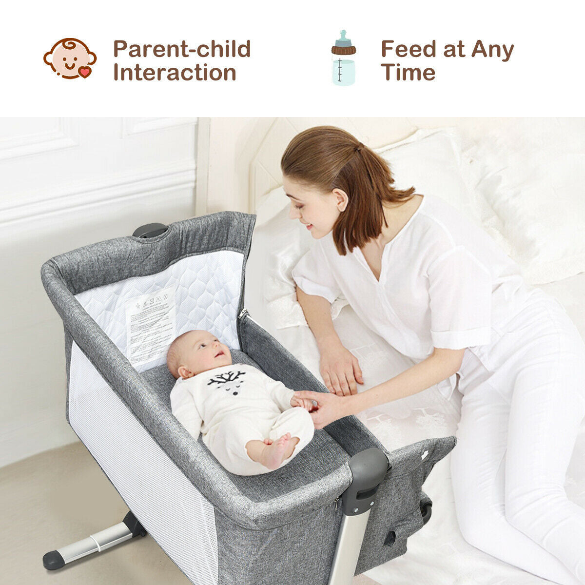 Travel Portable Baby Bed Side Sleeper Bassinet Crib with Carrying Bag