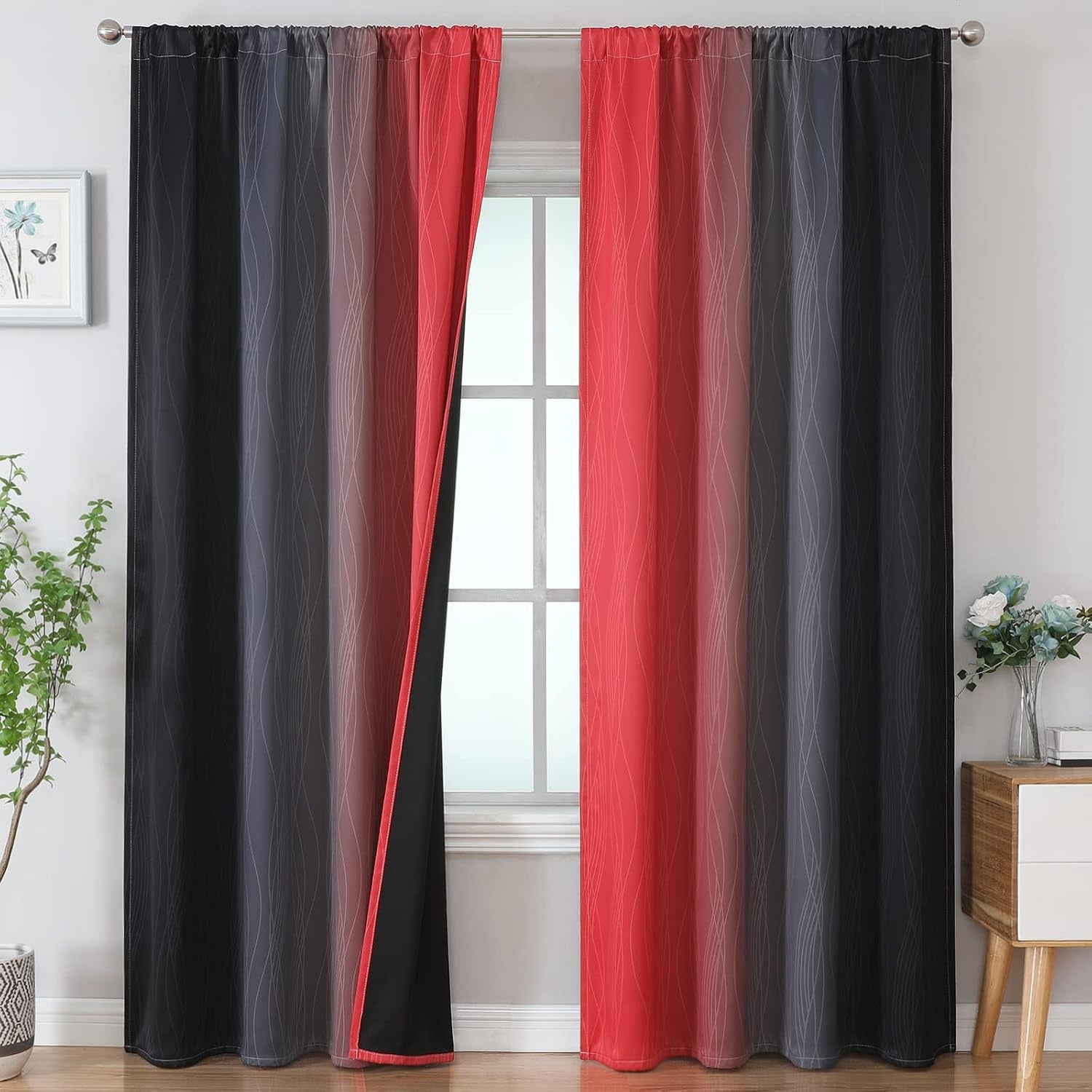 Brown and Greyish White Ombre Blackout Curtains for Bedroom 2 Panels 52x84 | Estelar Textiler Gradient, gallery view 79