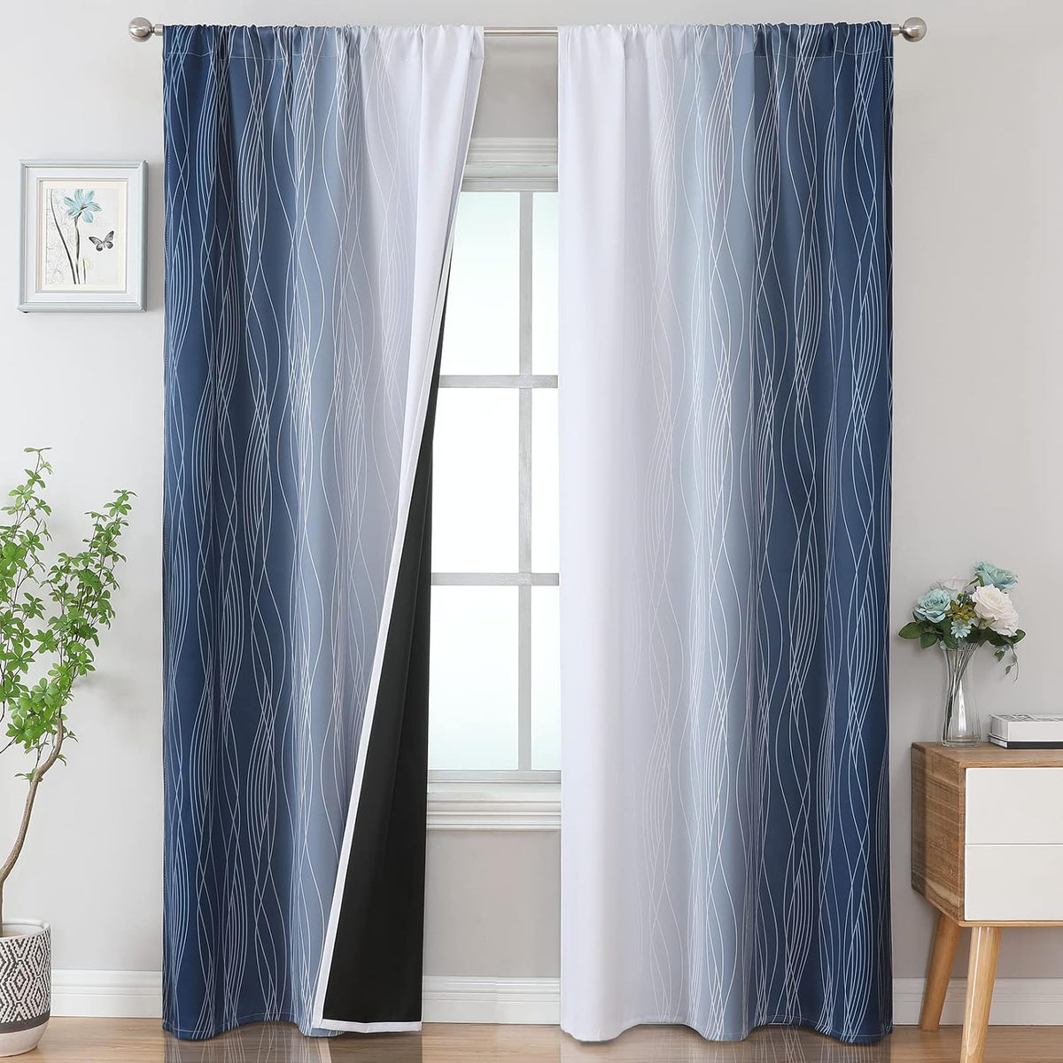 Brown and Greyish White Ombre Blackout Curtains for Bedroom 2 Panels 52x84 | Estelar Textiler Gradient, gallery view 69