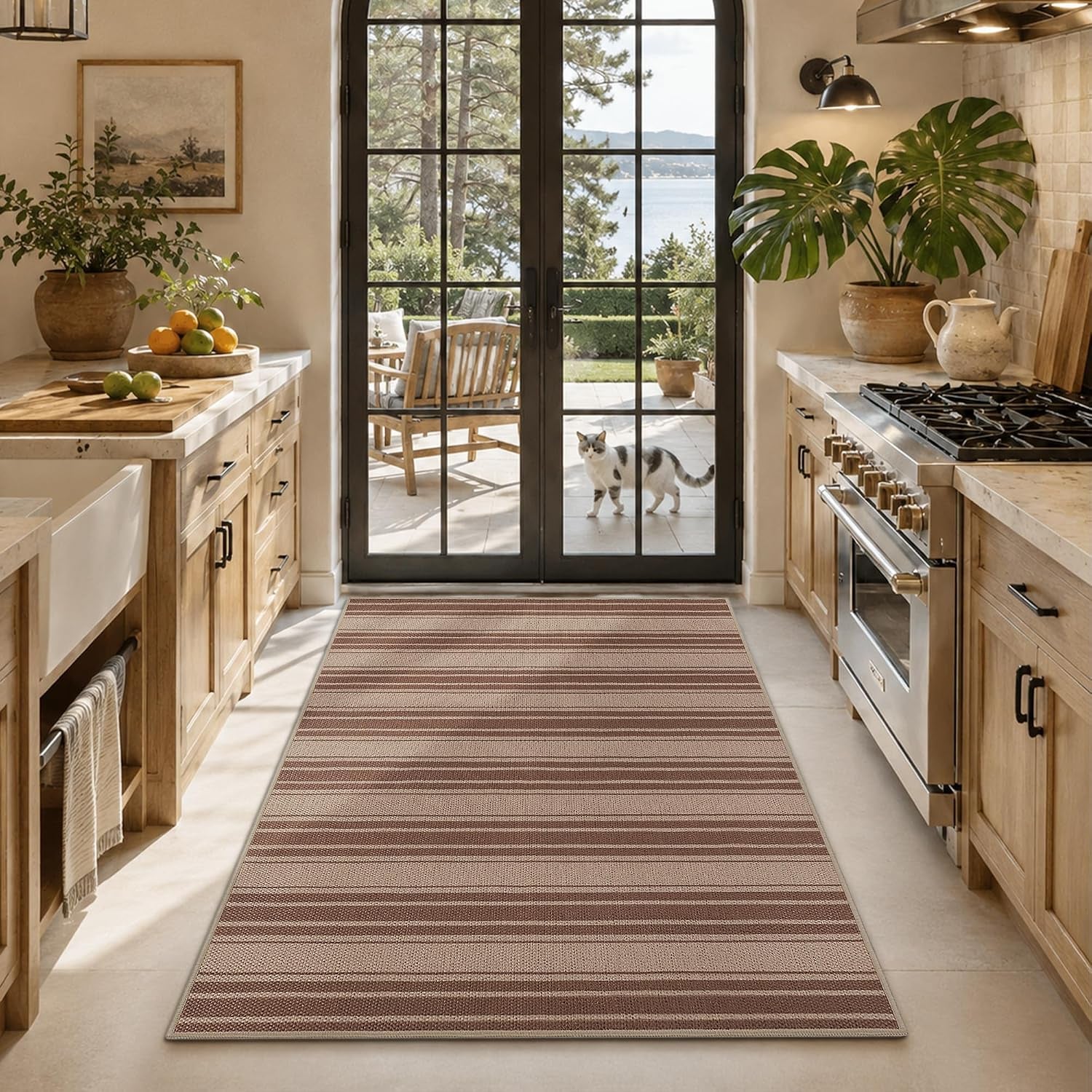 Zeeinx Striped Easy Jute Rug 5x7 Outdoor Patio Rug Neutral Porch Rug | Non Slip Washable Rug for Living, gallery view 37