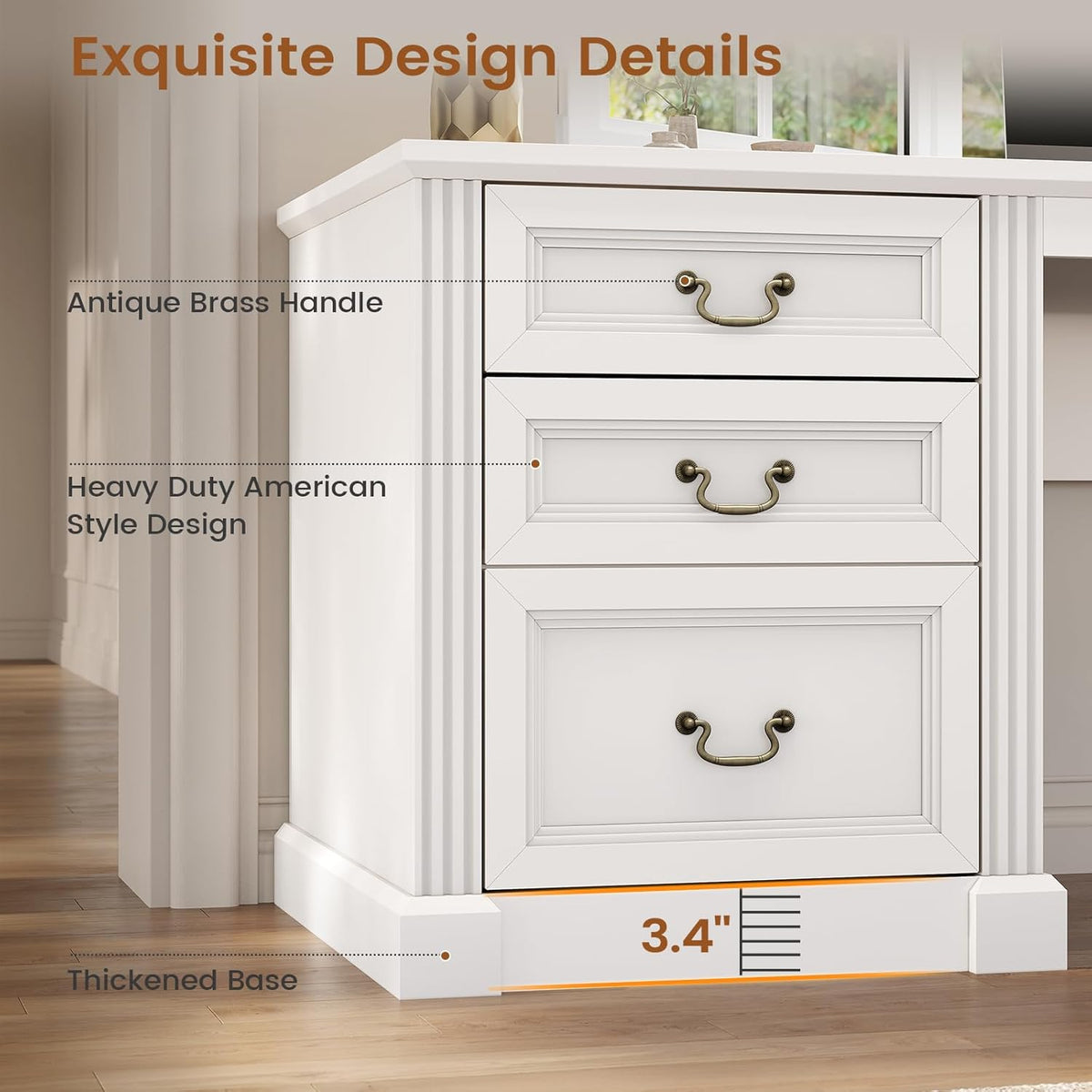 SEDETA 67" L Shaped Desk with Tall Arched Bookshelf & 3 Drawers Storage