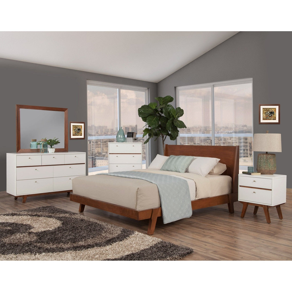 Dakota California King Platform Bed, Chestnut