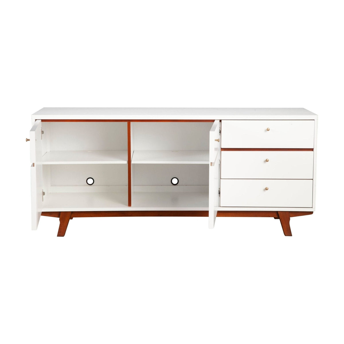 Dakota TV Console, White with Acorn Accents