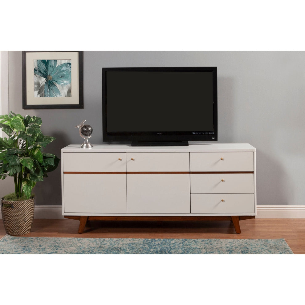 Dakota TV Console, White with Acorn Accents
