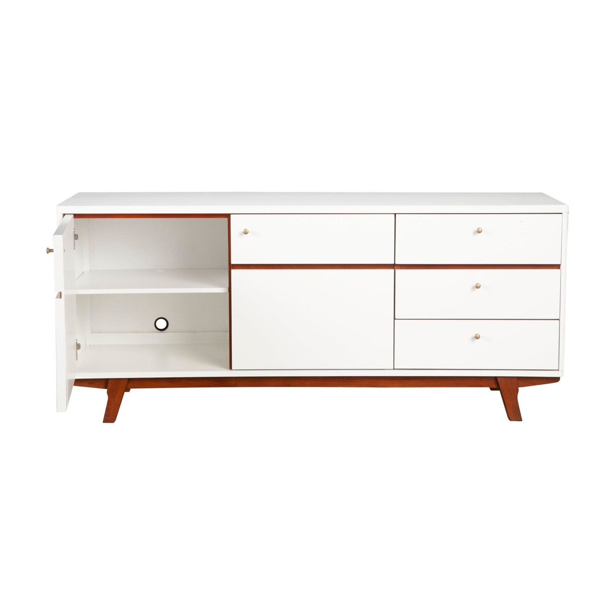 Dakota TV Console, White with Acorn Accents