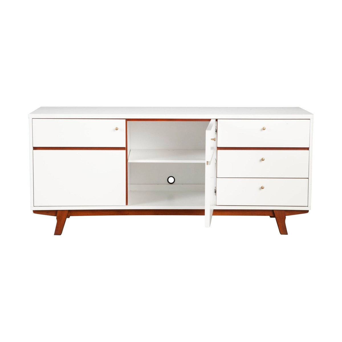 Dakota TV Console, White with Acorn Accents