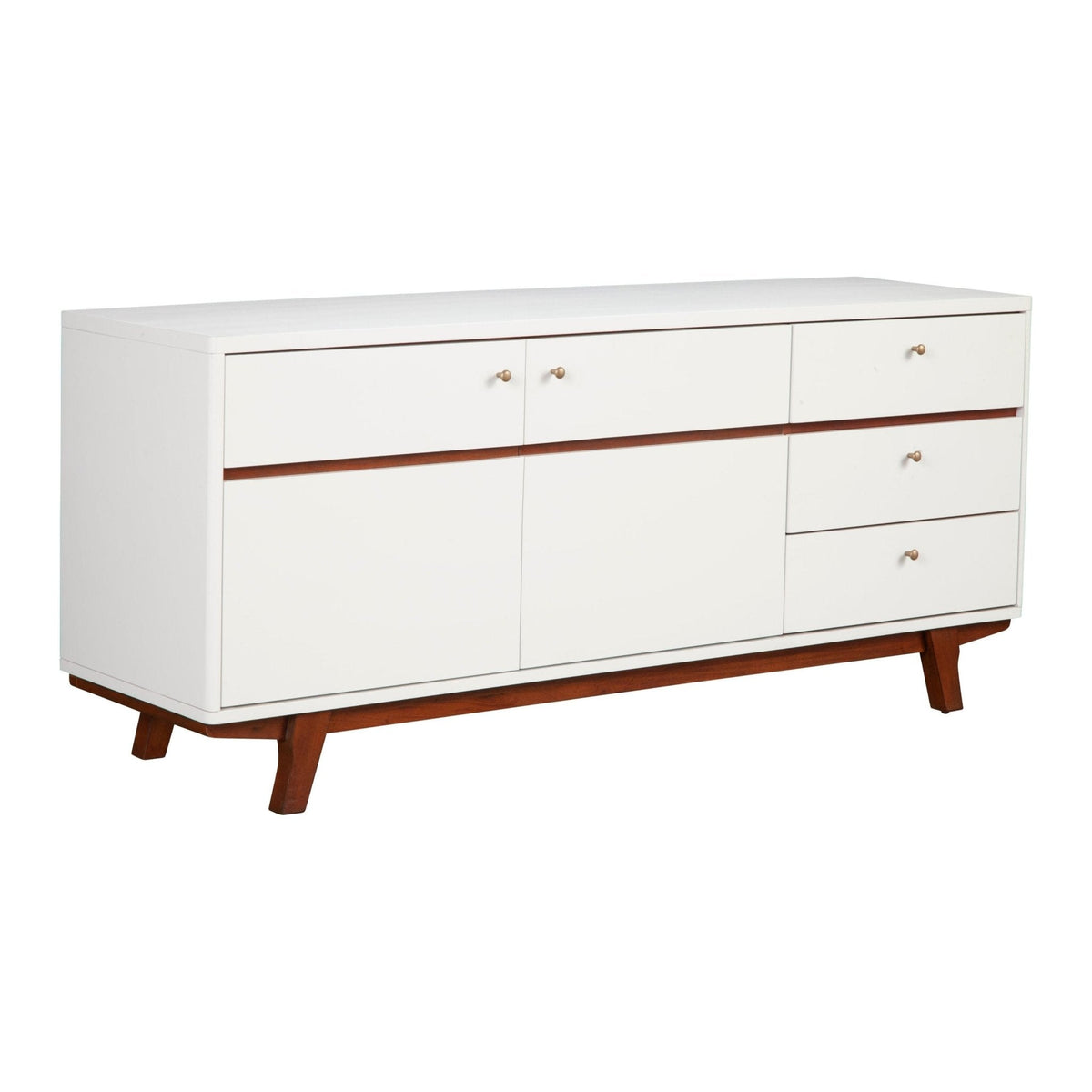 Dakota TV Console, White with Acorn Accents