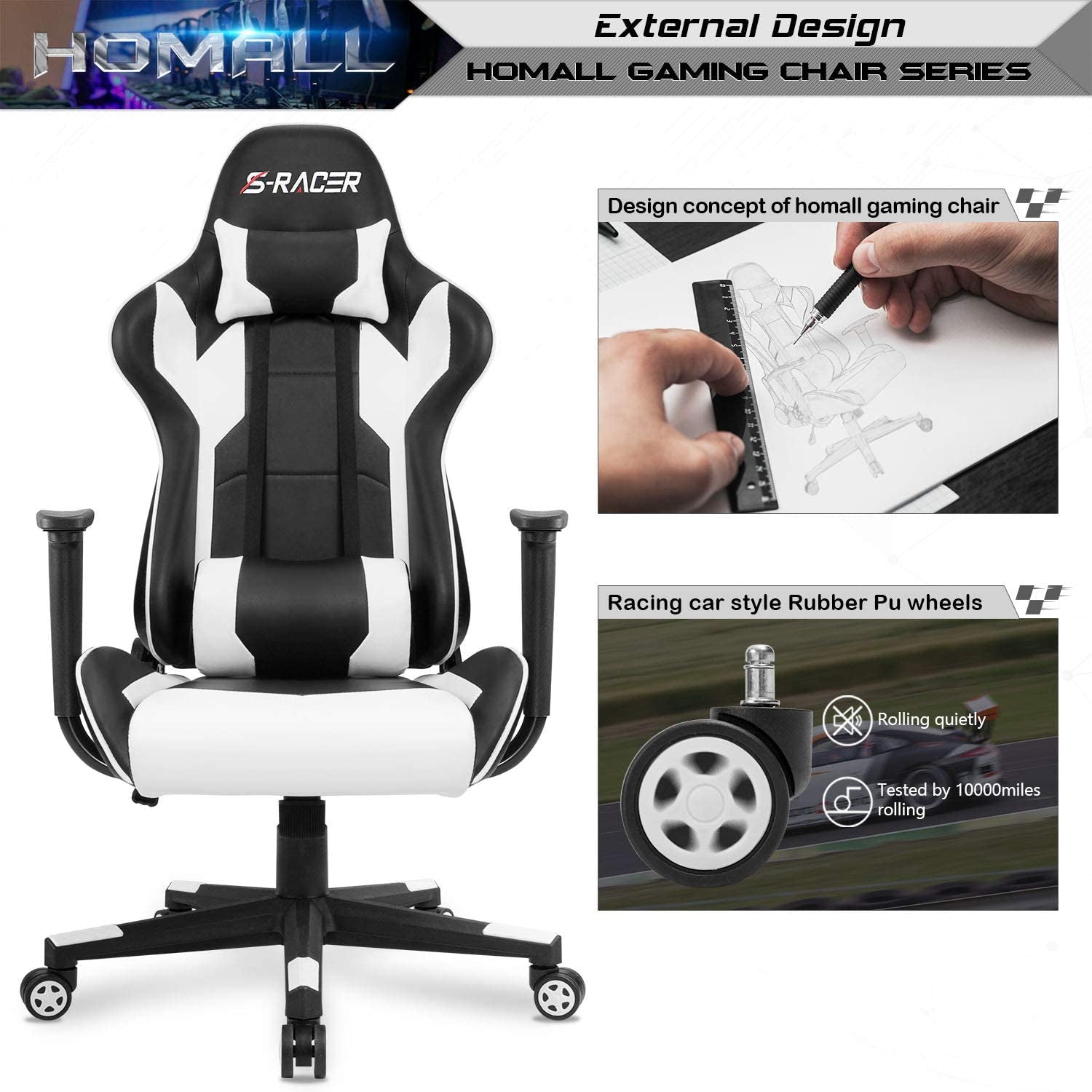 Split-view graphic of the chair showing internal steel frame on one side and upholstery on the other