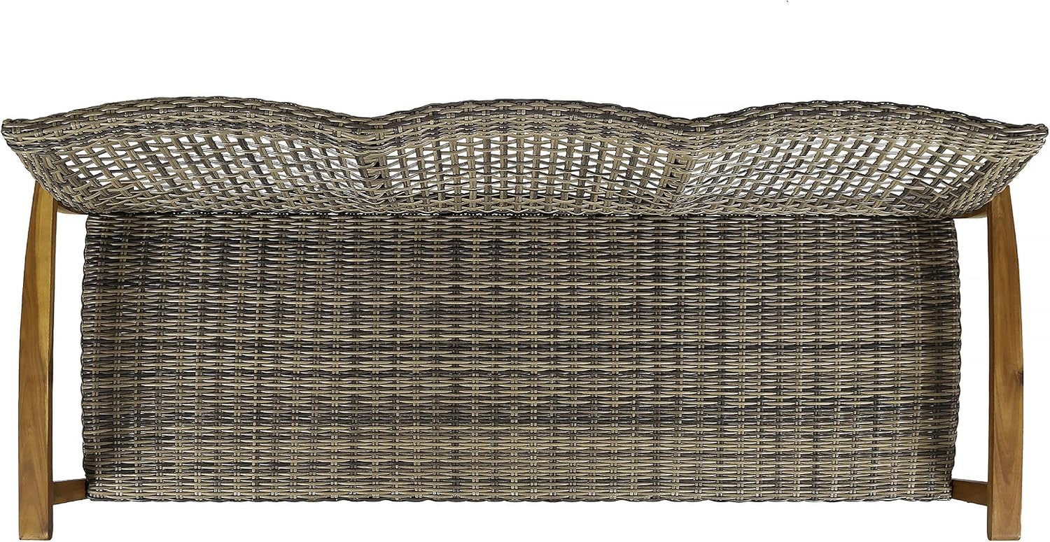 Wicker Sofa, Acacia Frame, 75.50"W x 31.00"D