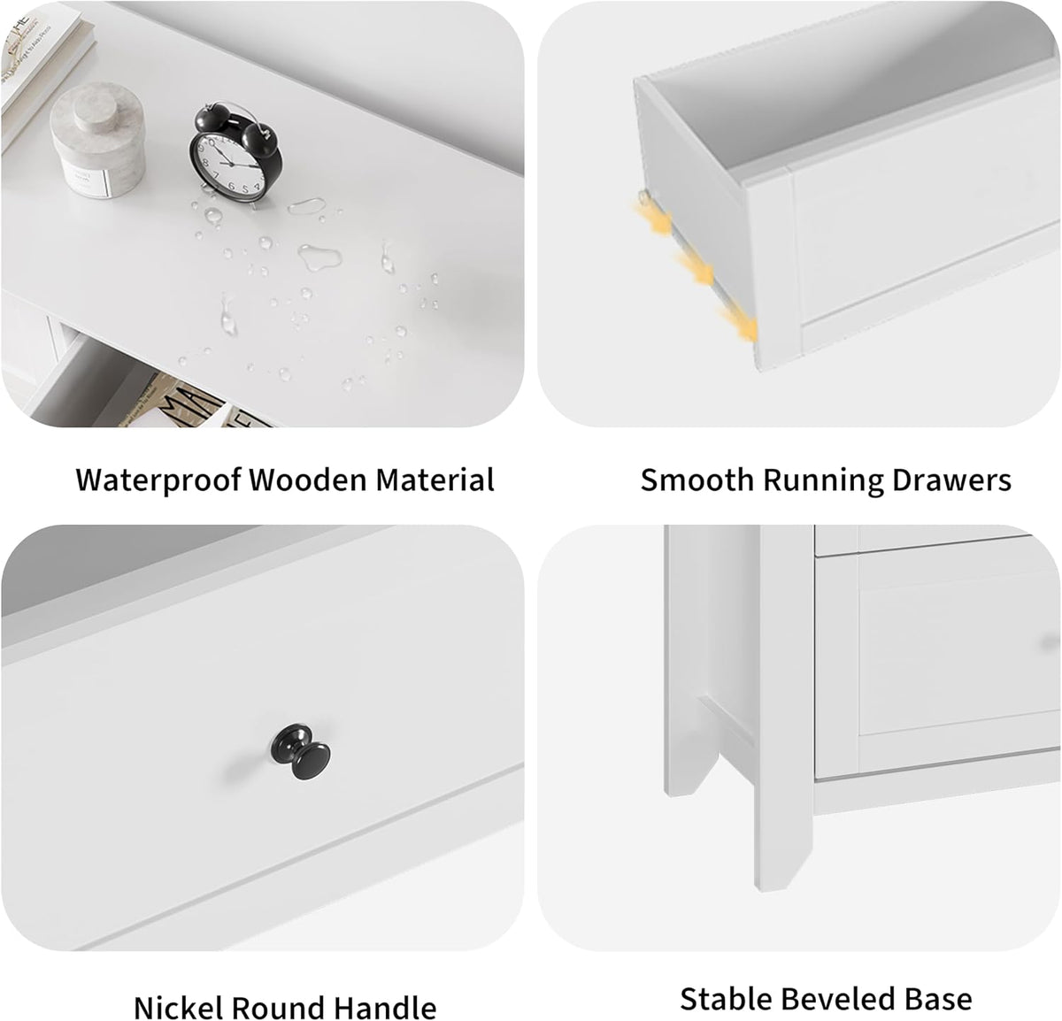 GarveeHome White 6 Drawer Dresser for Bedroom