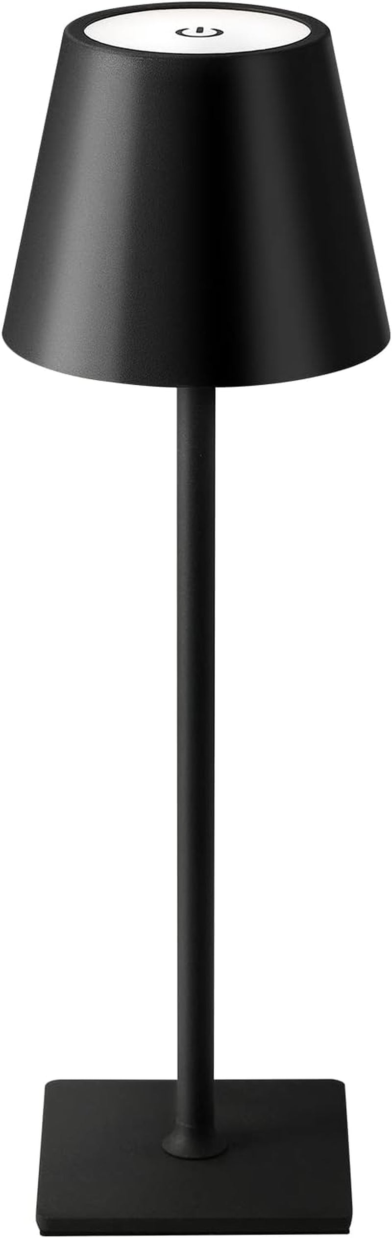 Single black cordless table lamp shown full-length on a white background.
