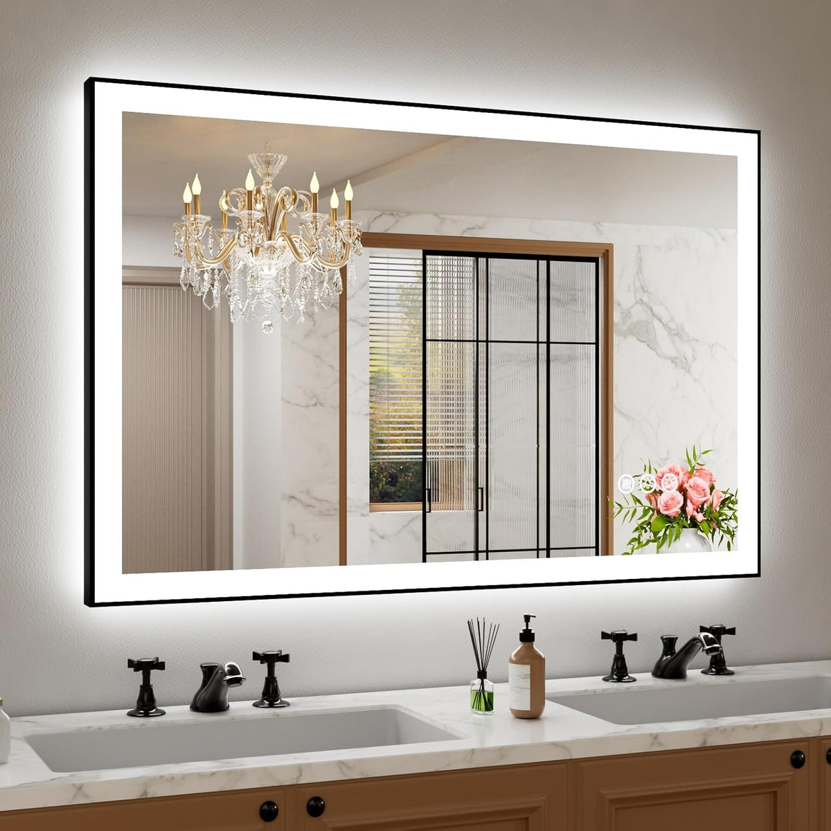 Amorho LED Mirror for Bathroom, 24"x30" with Front Light and Backlight | Stepless Dimmable, Anti-Fog, gallery view 44