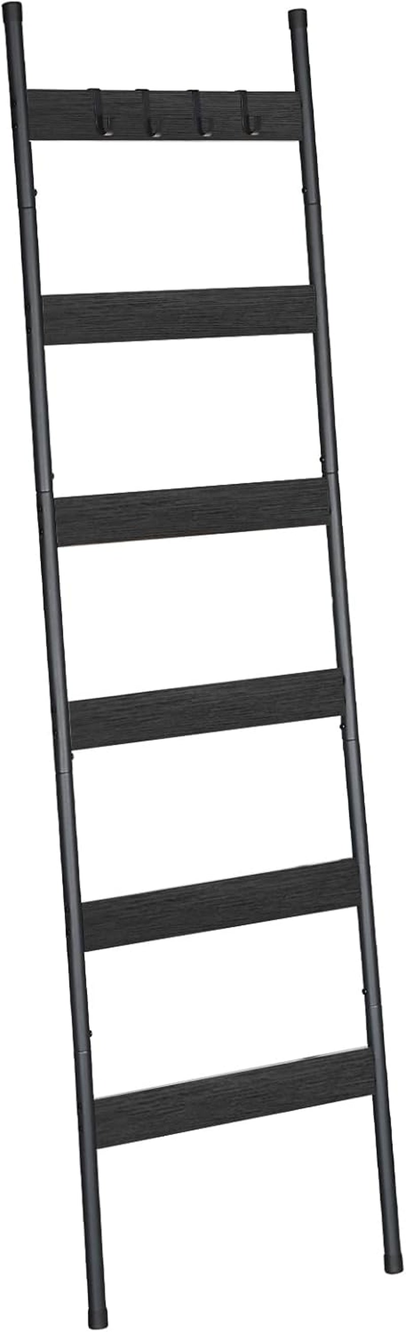 Tall charcoal-colored leaning ladder shown front-on against white background with evenly spaced slats.