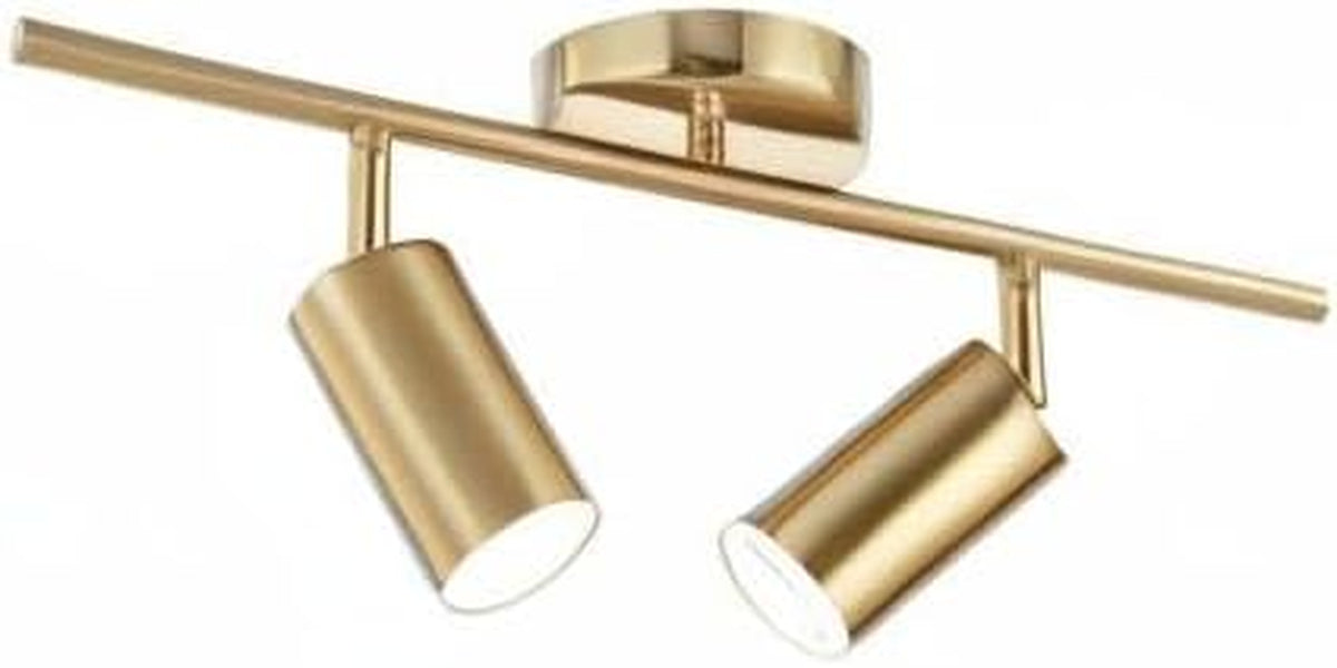 Cropped view of the fixture's two cylindrical spot heads and slim horizontal bar against a white background.