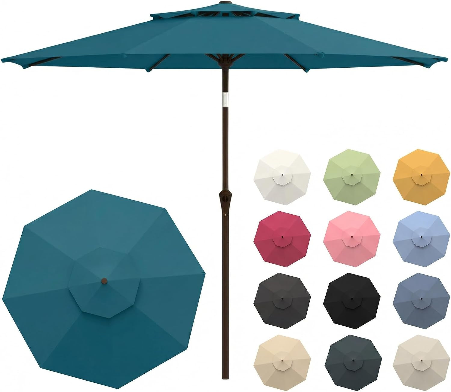 10FT Patio Umbrella, 2 Tier Outdoor Table Umbrella, Large Vented Market Umbrellas with Push Button Tilt and, gallery view 22