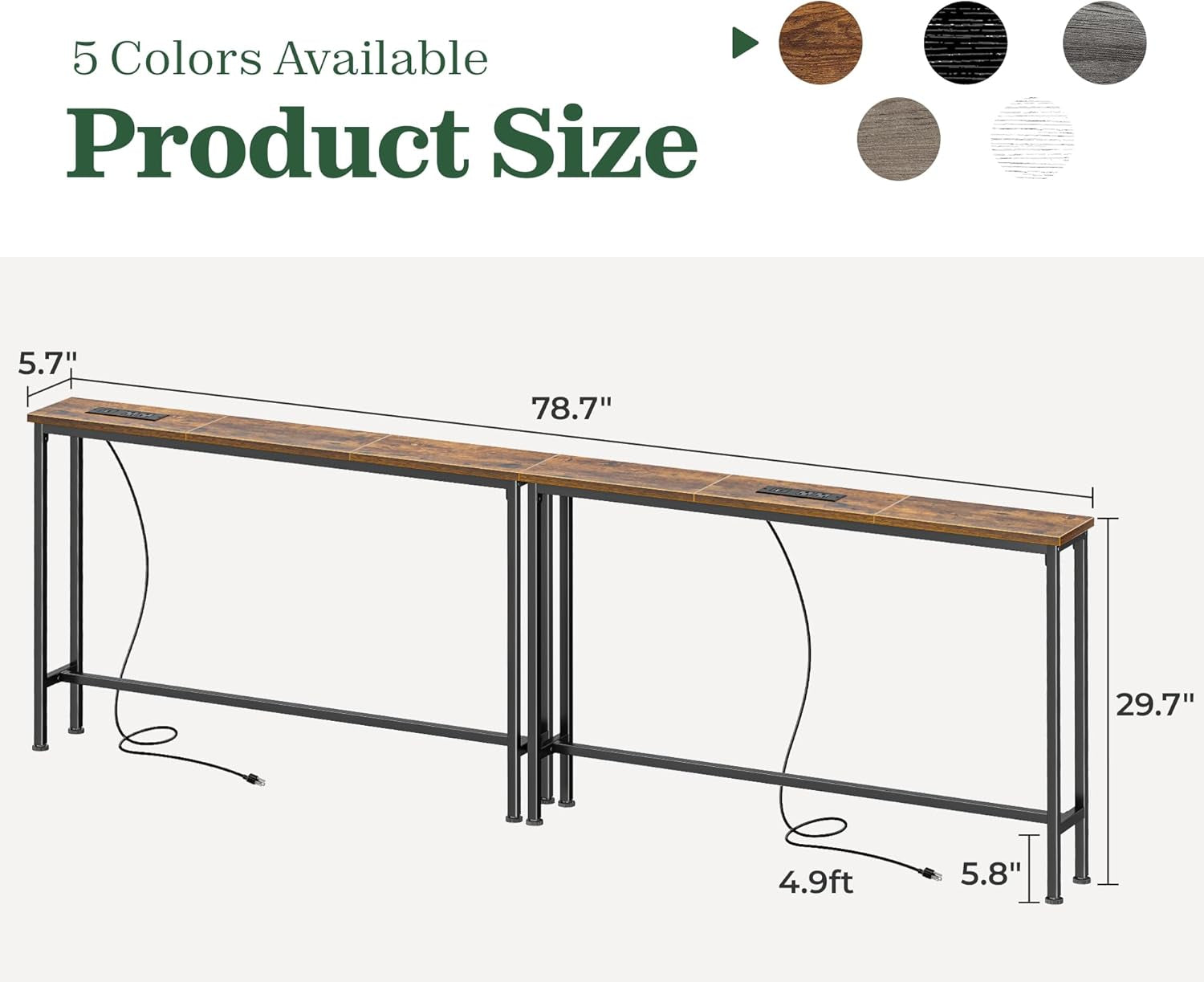 Diagram of the slim console showing overall length and height with cable drawn underneath