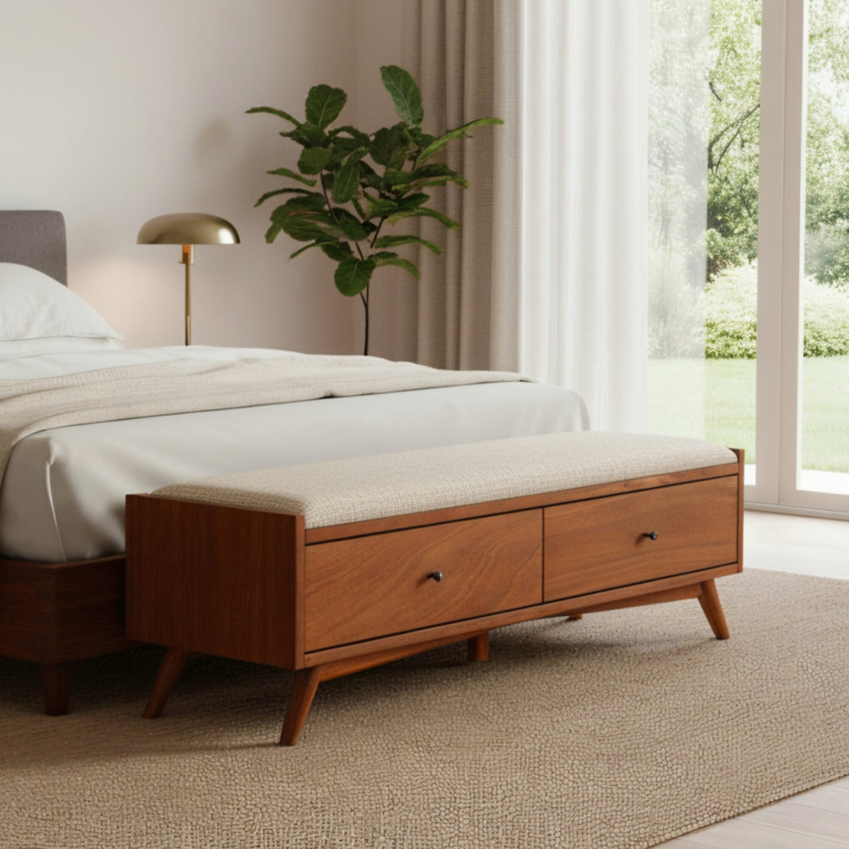 Flynn Bedroom Bench - Chestnut