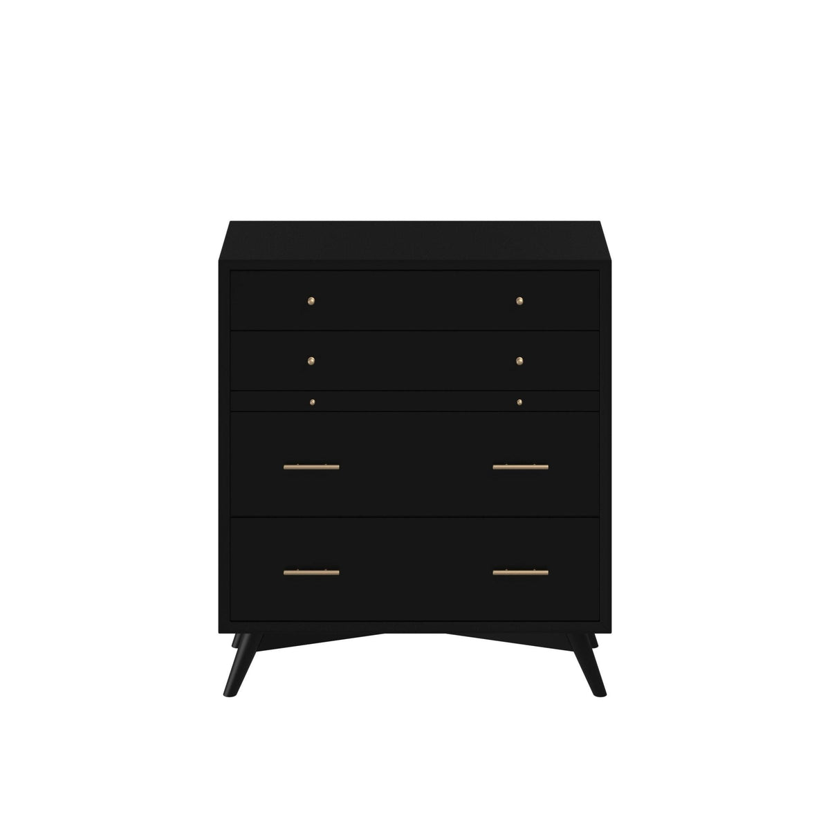 Flynn Mid Century Modern 4 Drawer Multifunction Chest with Pull Out Tray - Black