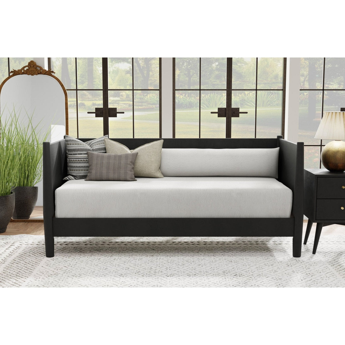 Flynn Mid Century Modern Twin Size Day Bed - Black