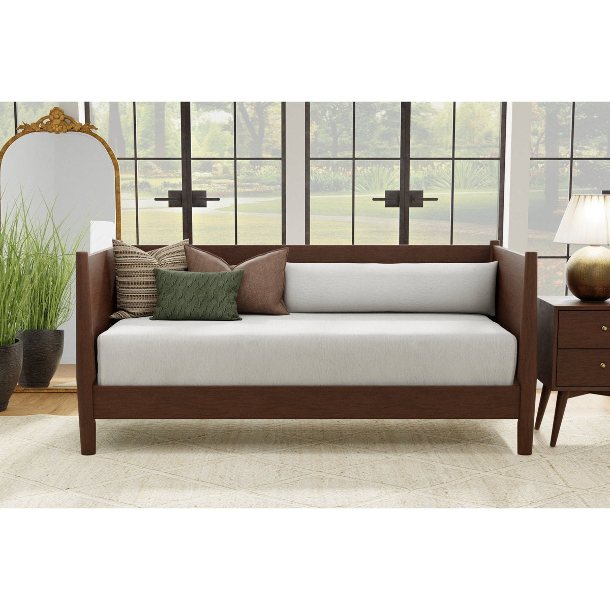 Flynn Mid Century Modern Twin Size Day Bed - Walnut