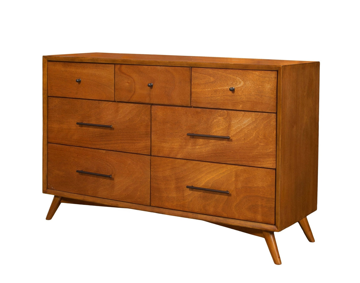 Flynn Mid Century Modern 7 Drawer Dresser - Chestnut