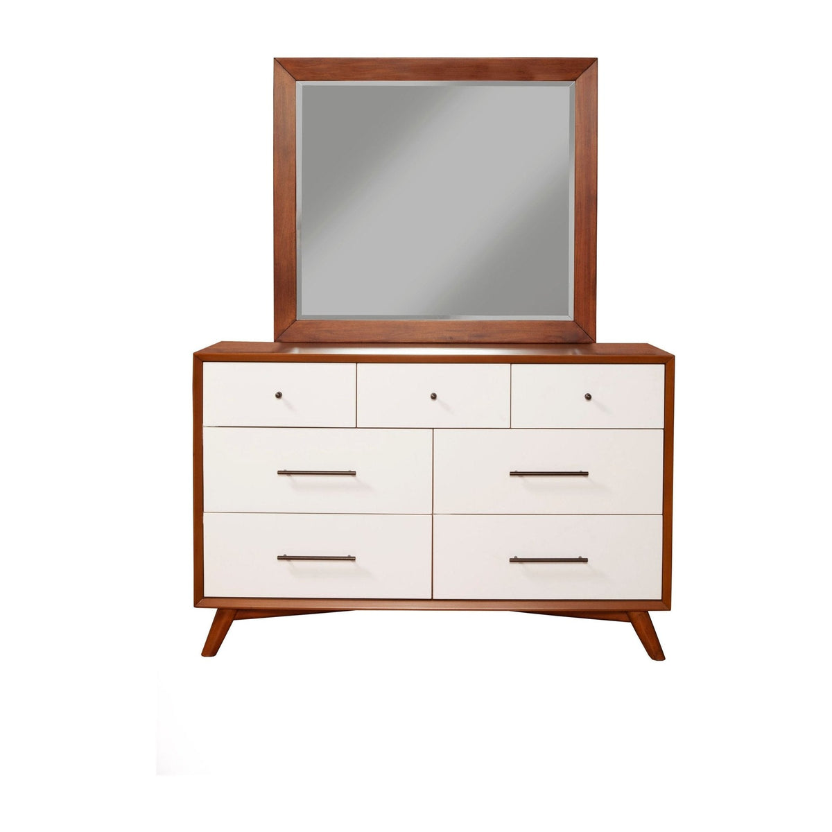 Flynn 7 Drawer Two Tone Dresser, Chestnut/White