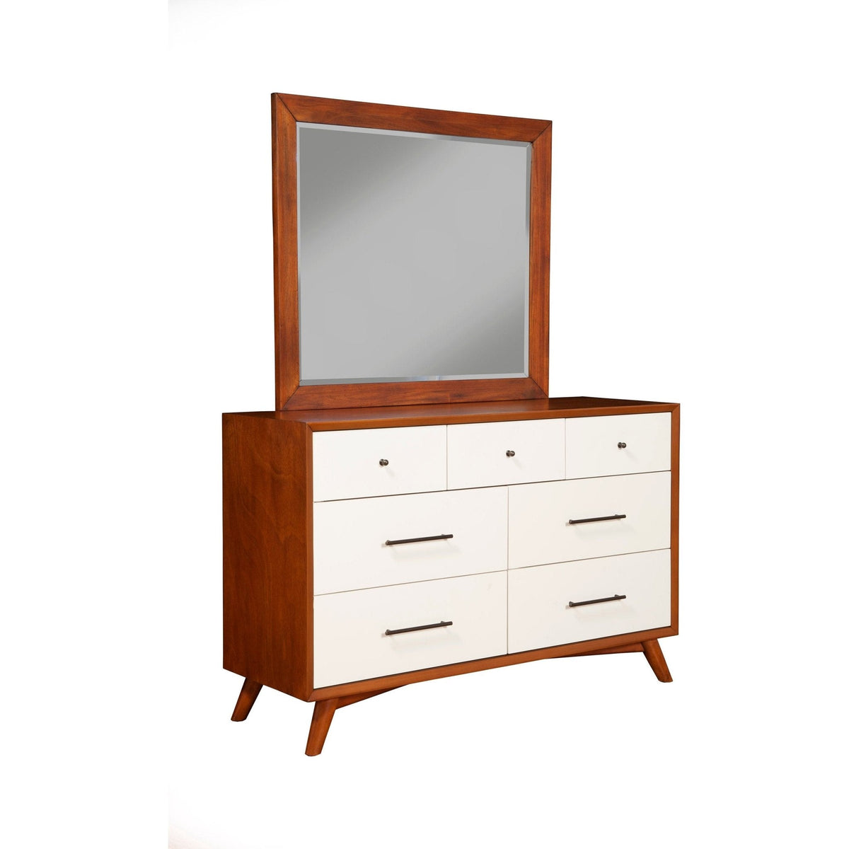 Flynn 7 Drawer Two Tone Dresser, Chestnut/White