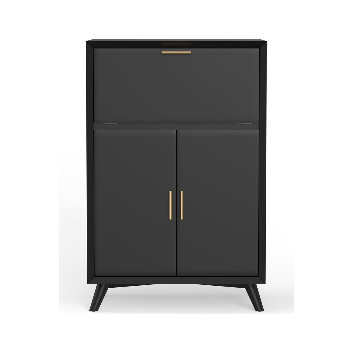 Flynn Large Bar Cabinet with Drop Down Tray - Black